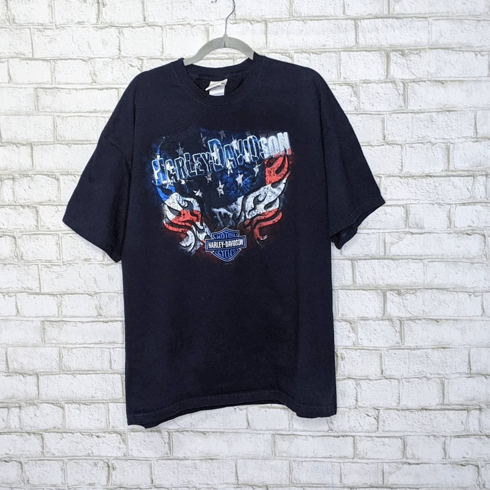 Harley Davidson Double Sided Flag Hog Tshirt 2XL